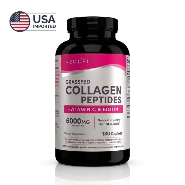 NeoCell Grassfed Collagen Peptides + C & Biotin 180 Caplets - Original USA Imported in Pakistan