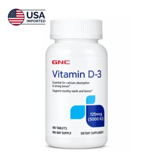 Buy GNC Vitamin D3 5000 IU 180 Tablets in Pakistan - Healthbazaar.pk