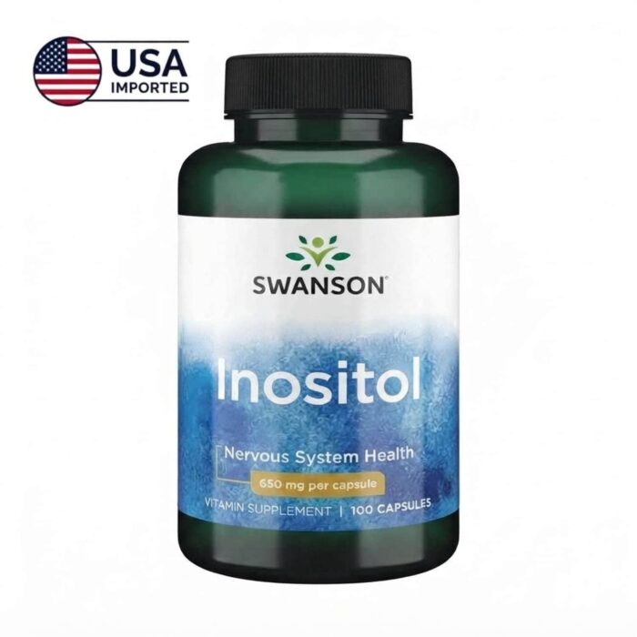 Swanson Inositol 650mg 100 capsules front bottle image for nervous system - HealthBazaar.pk
