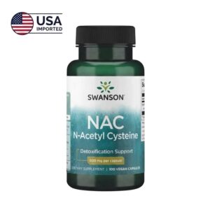 Swanson NAC N-Acetyl Cysteine 600mg 100 capsules bottle with USA Imported badge for HealthBazaar Pakistan